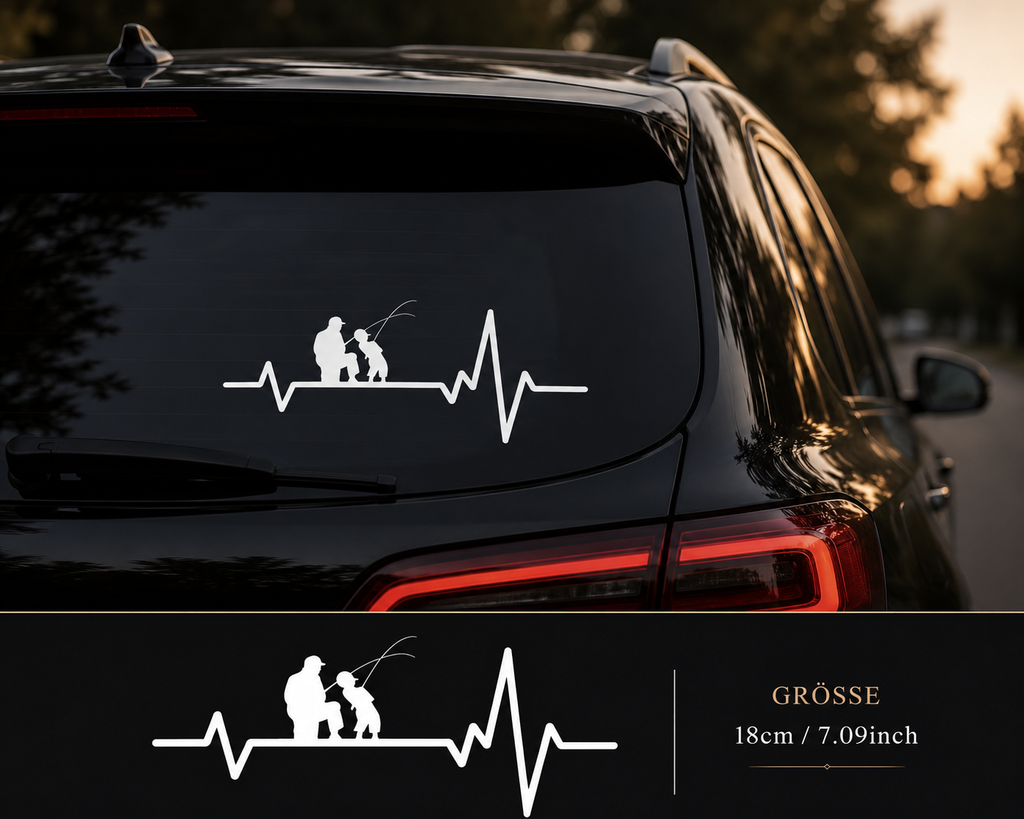 Heartbeat Fischer Autoaufkleber – Eleganter Sticker für Auto, Motorrad & Wohnmobil