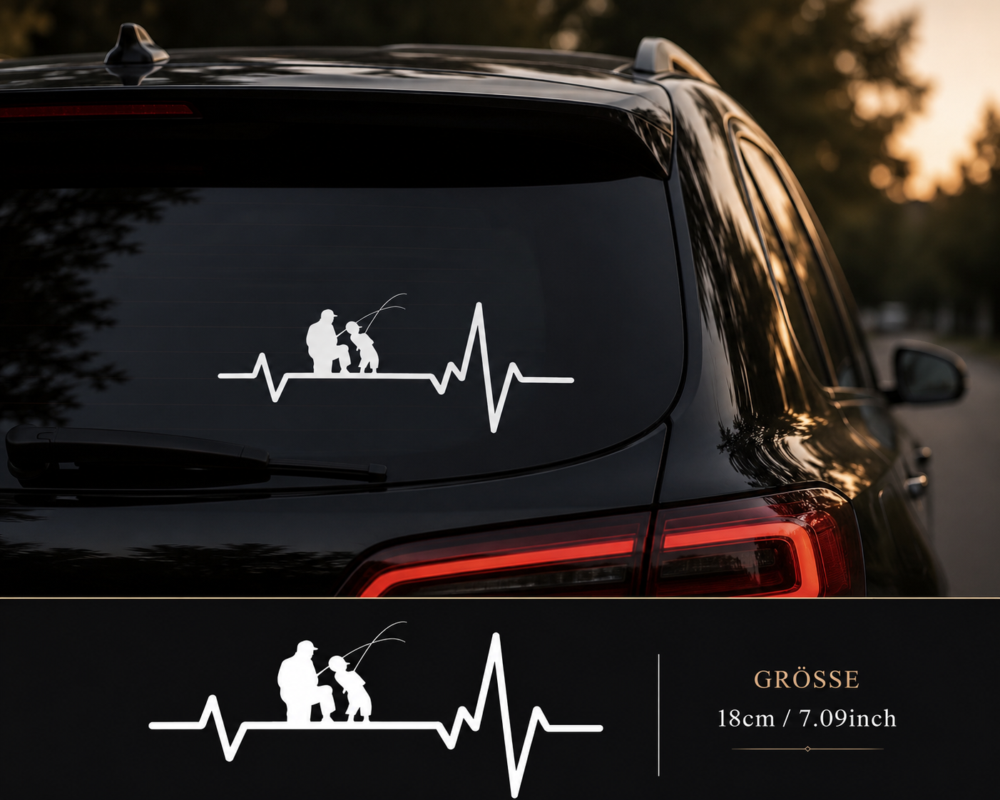 Heartbeat Fischer Autoaufkleber – Eleganter Sticker für Auto, Motorrad & Wohnmobil