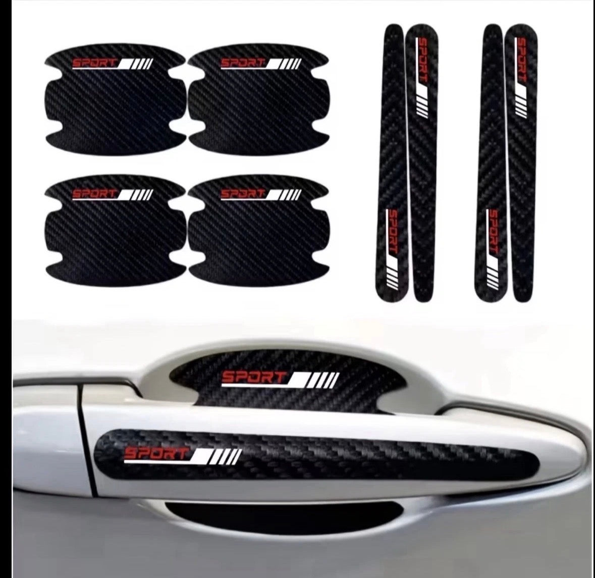 Premium Carbon Türgriff Schutzfolie – 8er Set | Universal für Autos