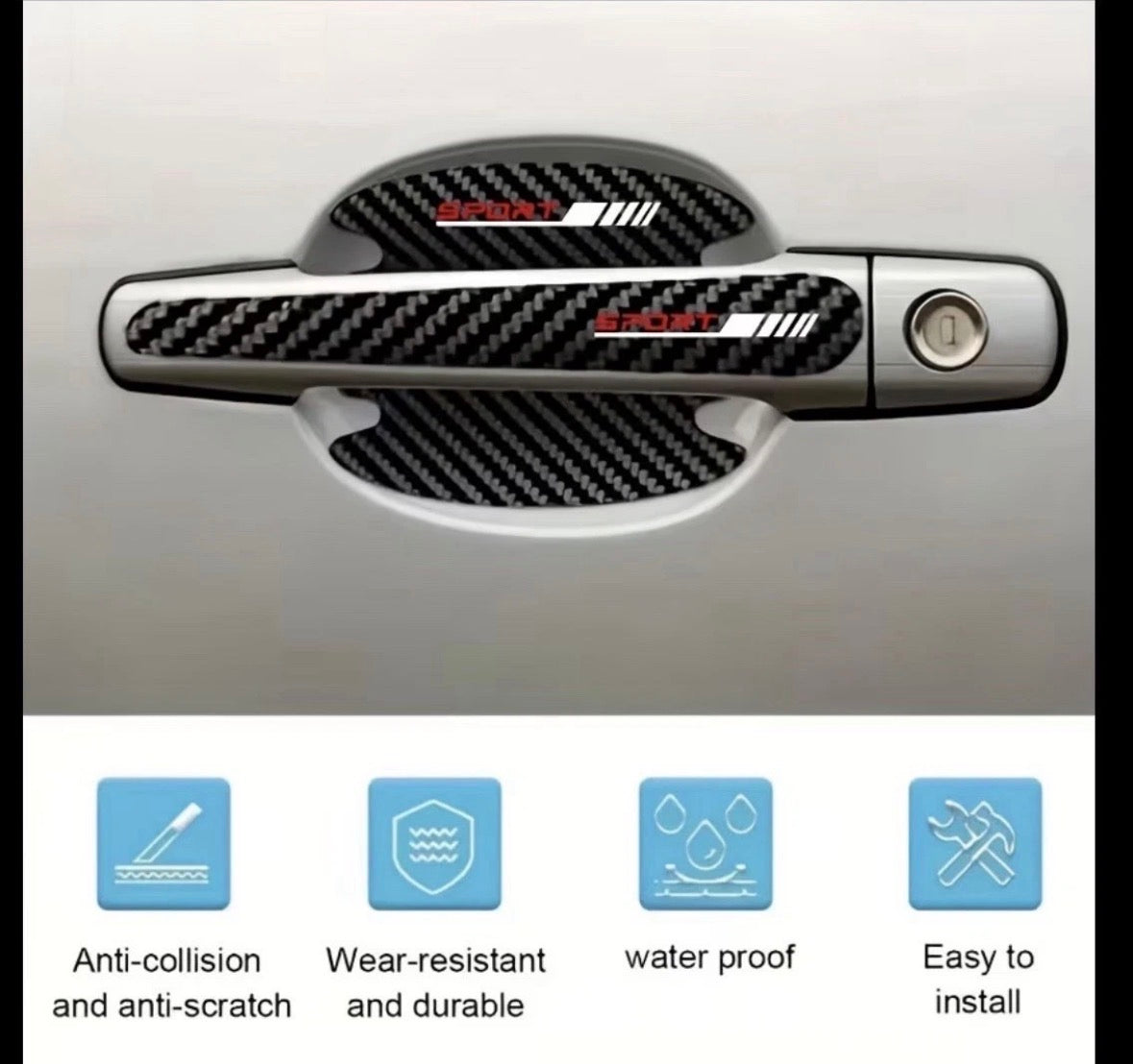 Premium Carbon Türgriff Schutzfolie – 8er Set | Universal für Autos