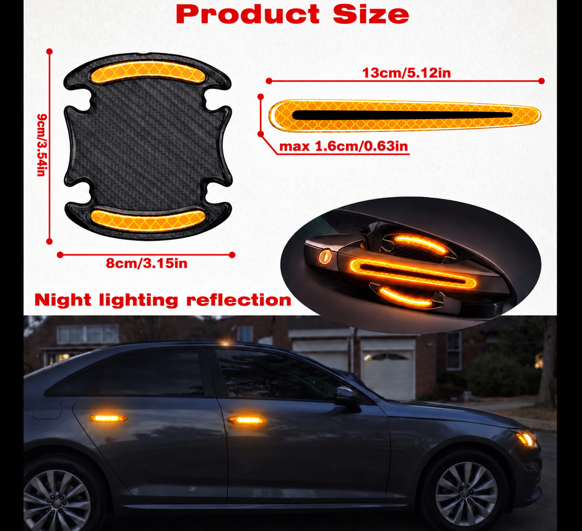 8 Stück Reflektierende Auto-Aufkleber für Türgriffe – Schutz & Style fürs Auto