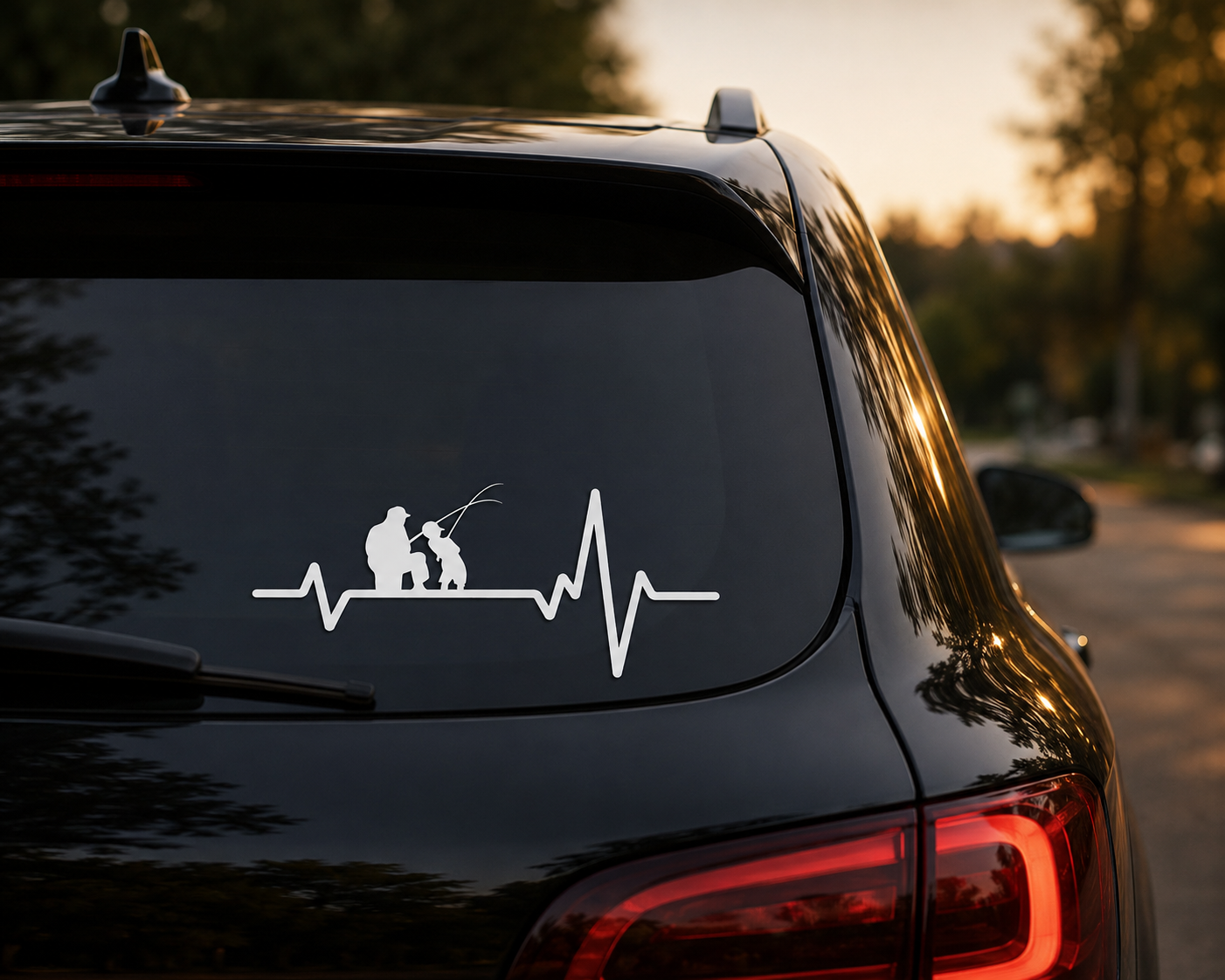 Heartbeat Fischer Autoaufkleber – Eleganter Sticker für Auto, Motorrad & Wohnmobil