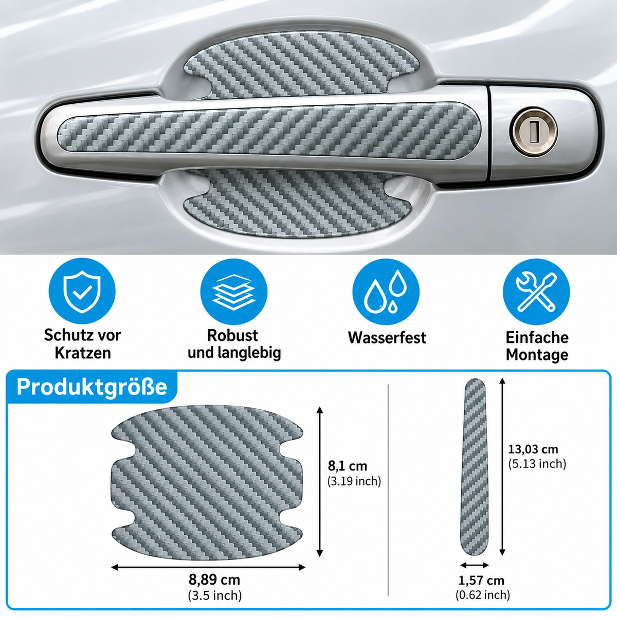 Auto Türgriff Schutzfolien 8-teilig – Carbon Optik Kratzschutz