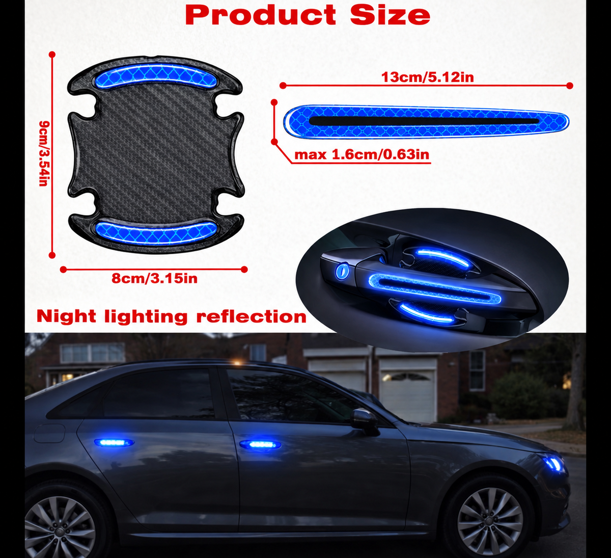 8 Stück Reflektierende Auto-Aufkleber für Türgriffe – Schutz & Style fürs Auto