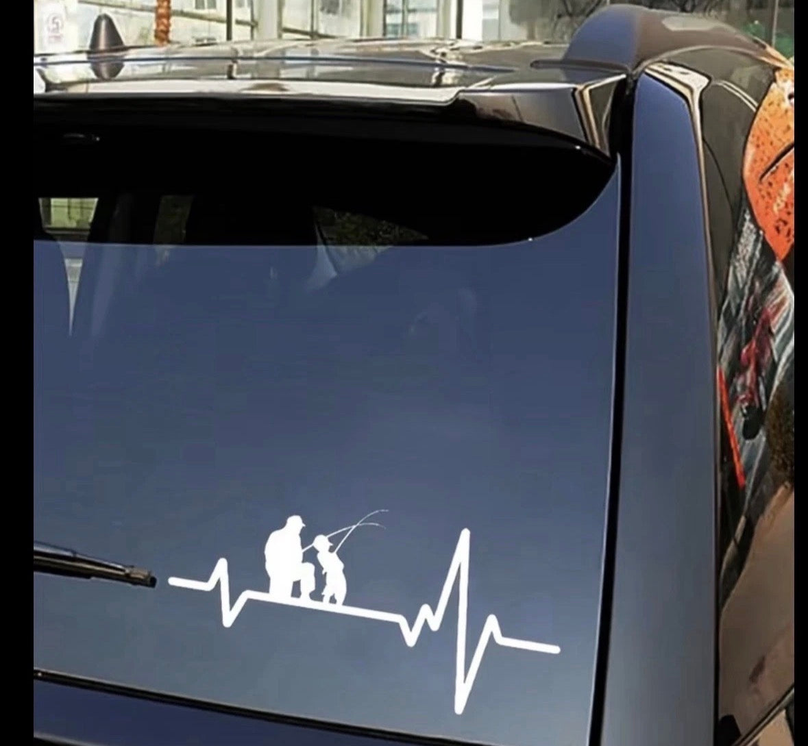 Heartbeat Fischer Autoaufkleber – Eleganter Sticker für Auto, Motorrad & Wohnmobil