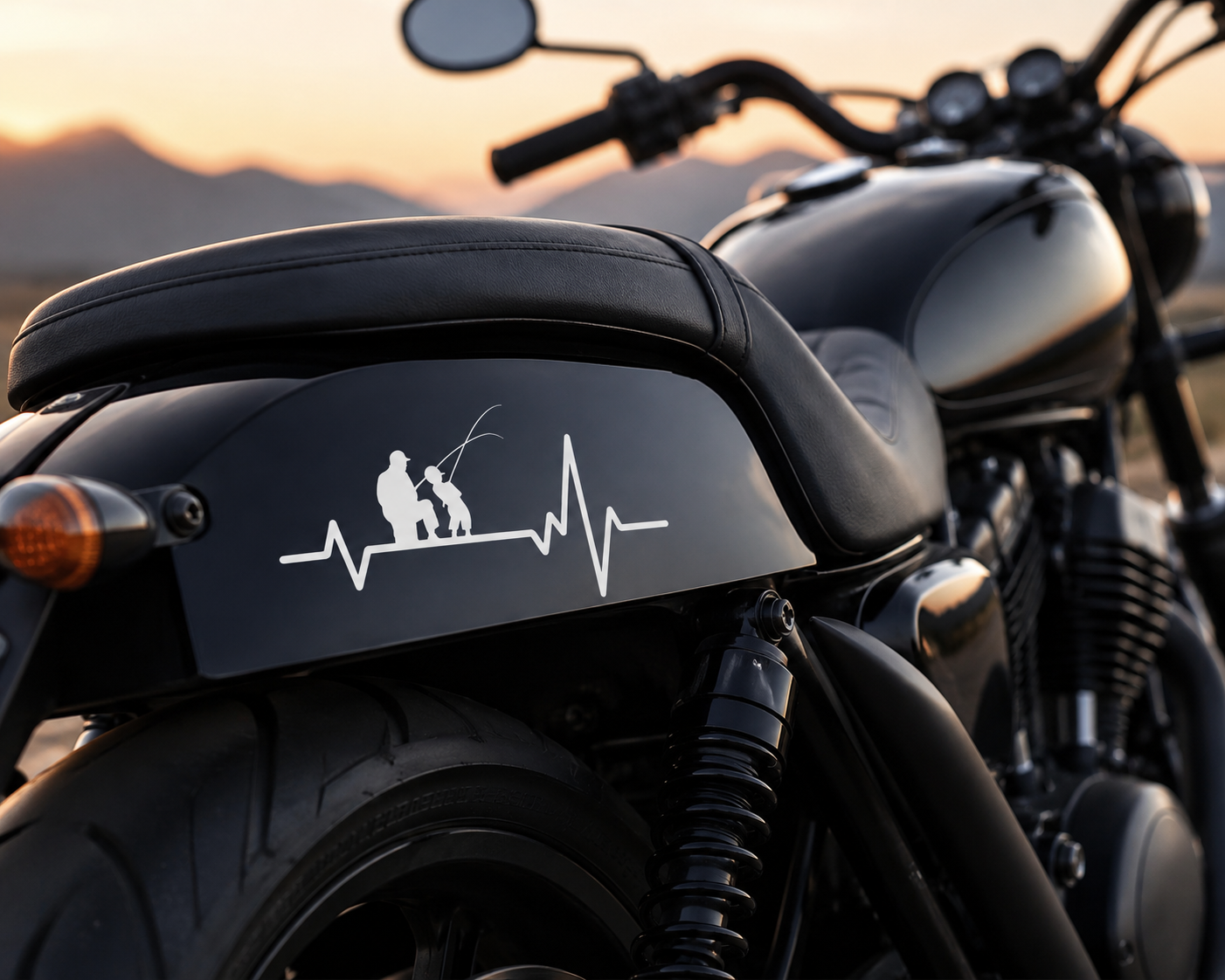 Heartbeat Fischer Autoaufkleber – Eleganter Sticker für Auto, Motorrad & Wohnmobil