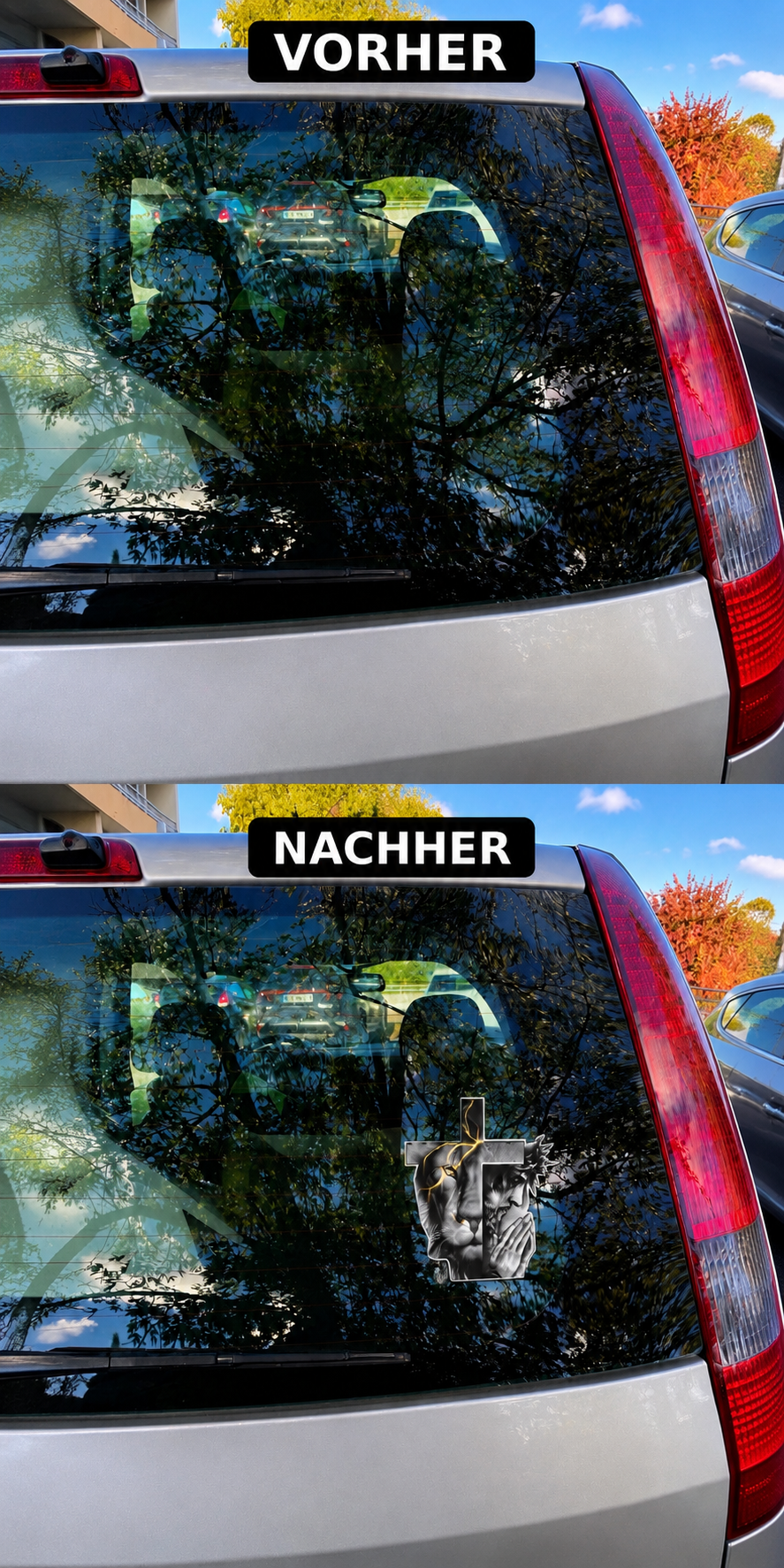 Auto Aufkleber – Jesus Kreuz Sticker für Heckscheibe & Karosserie