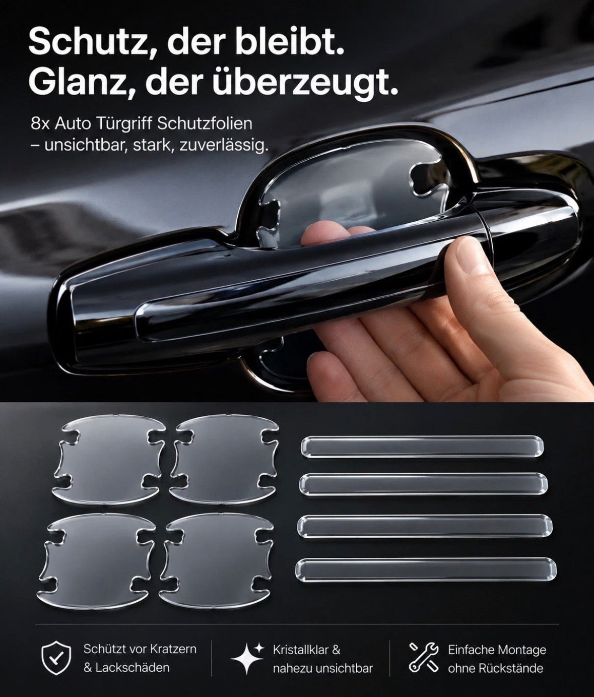 8 Stück Auto Aufkleber für Türgriffschutz Kratzschutz Universell passend Transparent