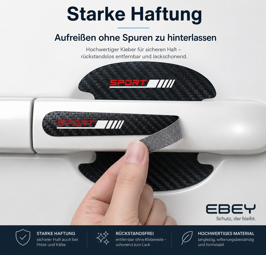 Premium Carbon Türgriff Schutzfolie – 8er Set | Universal für Autos