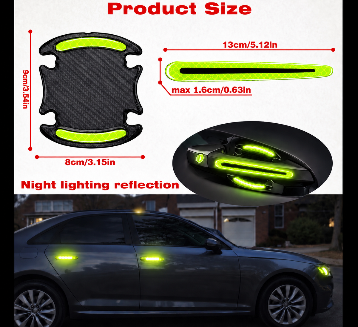 8 Stück Reflektierende Auto-Aufkleber für Türgriffe – Schutz & Style fürs Auto