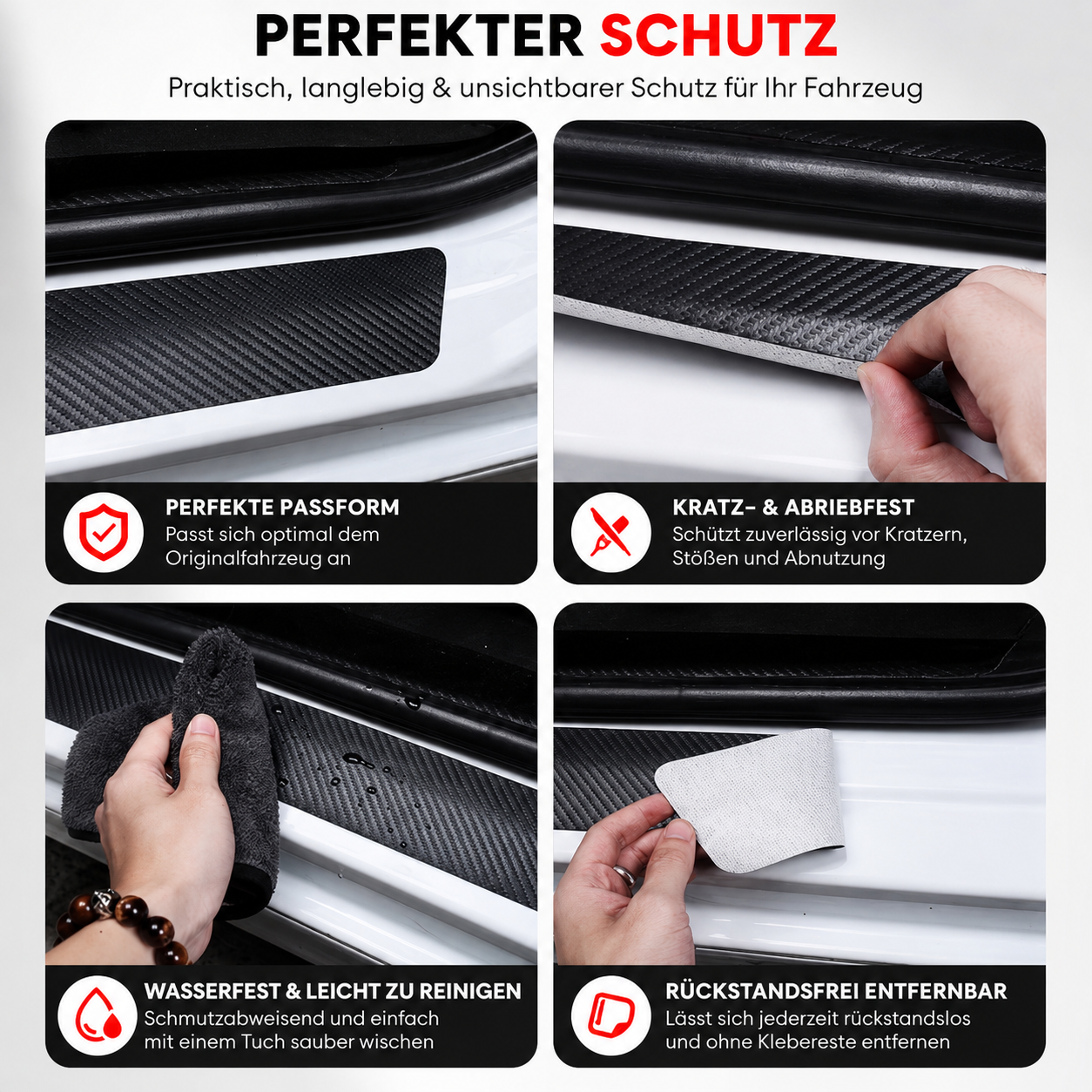 Auto Schutzaufkleber 3D Carbon-Optik Tür&Seitenschweller Stoßstange Sport 5 Stück Set